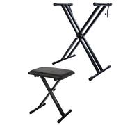 (Double Brace Stand + Chair) Piano Keyboard Stand Chair Stool