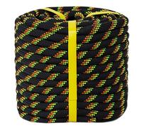Double Braided Arborist Rope - 1/2 Inch x 150 Feet Polyester High Strength Climbing Rope for Tree Work, Swing, Halyard, Sailing(Black/Green/Orange)