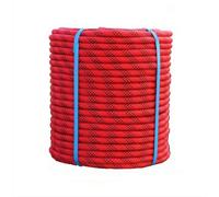 Double Braided Polyester Rope Breaking Strength Outdoor Climbing Rope, Arborist Rigging Rope For Rock Hiking Camping Swing Rappelling Rescue(Red-12mm,50m)
