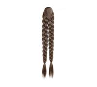 Double Braided Ponytail Extension Cold Brown Clip in Ponytail Hair Extensions for Women Synthetic Pony Tails Hairpiece for Daily Use