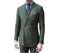 Double Breasted Green Men Suits Terno Slim Fit 2 Pieces Party Tuxedo for Men-Green-M