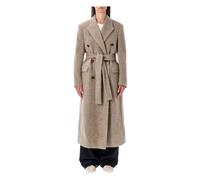 Double-Breasted Greige Wool Coat- female- Golden Goose- Belted Coats- Beige- S- Coats S