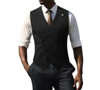 Double Breasted Waistcoats For Men Casual Suit Vests For Men Slim Fit Waistcoat Business Formal Vest Jackets V-Neck Dress Vest Peak Lapels Smart Vests Blazers Tailored Fit Tuxedo Waistcoats