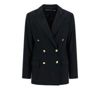 Double-Breasted Wool Crepe Blazer - female - Polo Ralph Lauren - Blazers - Blue - 3XL - Jackets 3XL
