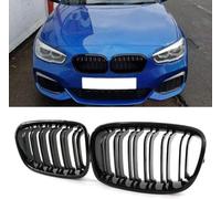 Double Bridge Glossy Black Grill Front Kidney Grilles, for F20 F21, 2011-14