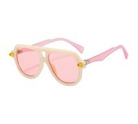 Double Bridges Sunglasses For Women Retro Gradient Shades UV400 Trending Men Rivets Sun Glasses,Pink,One size 2026