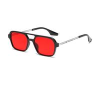 Double Bridges Women Sunglasses Men Ocean Film UV400 for outdoor sports running and riding,Black Red