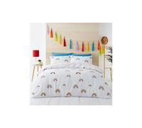 HOMEMAKER BEDDING Rainbows duvet set white quilt cover pillow cases polycotton (Double)