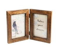 Double Brown Dark Wood Follow Your Dreams Photo Picture Frame Standing Portrait