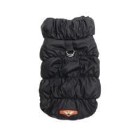 Double-Buckle Design Warm Windproof Pet Coat With D-Ring Pet Vest Hoodie Winter Clothing For Poodles Pugs Shiba Inus,Black,XL