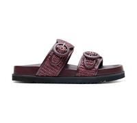 Double Buckle Leather and Raphia Sandals Lie de vin 36EU