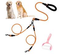 Double Bungee Dog Leash,360° Swivel No Tangle Leash 2/3 Dogs,Lead Coupler for Medium Large Dogs,Comfortable Reflective Dual Dog Splitter for Running Walking Training