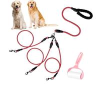 Double Bungee Dog Leash,360° Swivel No Tangle Leash 2/3 Dogs,Lead Coupler for Medium Large Dogs,Comfortable Reflective Dual Dog Splitter for Running Walking Training