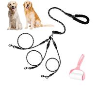 Double Bungee Dog Leash,360° Swivel No Tangle Leash 2/3 Dogs,Lead Coupler for Medium Large Dogs,Comfortable Reflective Dual Dog Splitter for Running Walking Training
