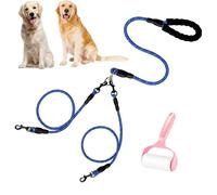 Double Bungee Dog Leash,360° Swivel No Tangle Leash 2/3 Dogs,Lead Coupler for Medium Large Dogs,Comfortable Reflective Dual Dog Splitter for Running Walking Training