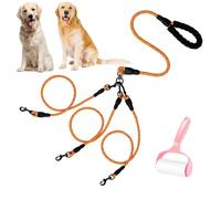 Double Bungee Dog Leash,360° Swivel No Tangle Leash 2/3 Dogs,Lead Coupler for Medium Large Dogs,Comfortable Reflective Dual Dog Splitter for Running Walking Training