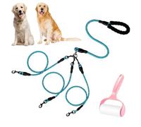 Double Bungee Dog Leash,360° Swivel No Tangle Leash 2/3 Dogs,Lead Coupler for Medium Large Dogs,Comfortable Reflective Dual Dog Splitter for Running Walking Training