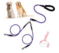 Double Bungee Dog Leash,360° Swivel No Tangle Leash 2/3 Dogs,Lead Coupler for Medium Large Dogs,Comfortable Reflective Dual Dog Splitter for Running Walking Training