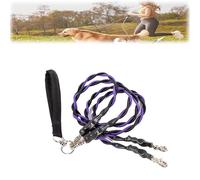 Double Bungee Leash - 1st Step Training Tool,360° Rotation No Tangle Leash for 2 Dogs,Double Bungee Dog Leashs with Padded Handles for Small/Medium/Large Breeds (Purple/Black, S-Up to 20 pounds)