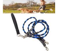 Double Bungee Leash - 1st Step Training Tool,360° Rotation No Tangle Leash for 2 Dogs,Double Bungee Dog Leashs with Padded Handles for Small/Medium/Large Breeds (Blue/Black, M-Up to 40 pounds)