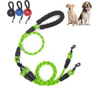 Double Bungee Leash - 1st Step Training Tool,360 Swivel No Tangle Reflective Walking Leash,Multi-Head Removable Dual Two Dogs Lead Splitter,with Soft Padded handle (Green, Double-headed)