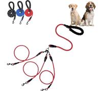 Double Bungee Leash - 1st Step Training Tool,360 Swivel No Tangle Reflective Walking Leash,Multi-Head Removable Dual Two Dogs Lead Splitter,with Soft Padded handle (Red, Three heads)
