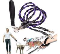 Double Bungee Leash - 1st Step Training Tool, Double Bungee Dog Leash, Adjustable 360° Swivel Heavy Duty Dual Elastic Dog Leashes, For Medium/Large Breeds with Padded Handles & Tangle Free (Purple)