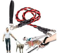 Double Bungee Leash - 1st Step Training Tool, Double Bungee Dog Leash, Adjustable 360° Swivel Heavy Duty Dual Elastic Dog Leashes, For Medium/Large Breeds with Padded Handles & Tangle Free (Red)