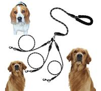 Double Bungee Leash - 1st Step Training Tool, Tangle Free Double Bungee Dog Leash, Adjustable 360° Swivel Heavy Duty Dual Elastic Dog Leashes For Medium/Large Breeds(black,triple-M)