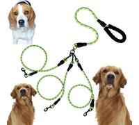 Double Bungee Leash - 1st Step Training Tool, Tangle Free Double Bungee Dog Leash, Adjustable 360° Swivel Heavy Duty Dual Elastic Dog Leashes For Medium/Large Breeds(green,triple-M)