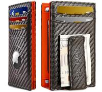 Double Bus Slim Wallet for Men Credit Card Holder Wallet RFID Blocking Bifold Mens Slim Wallet,Thin Minimalist Front Pocket Mens Leather Wallets,Smart Security Carbon Fiber Mini Small Compact Wallet