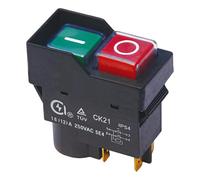 Double Button Electric Switch CK21/B KLD28A for Cutting Machines and Tool Lathes, IP54 Waterproof, 16 Current, 250VAC Voltage, ABS Material, Green On Red Off Control
