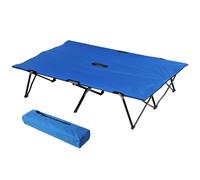 Double Camping Cot Foldable Sunbed Outdoor Patio Sleeping Bed Super Light with Carry Bag Blue