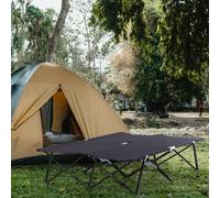 Double Camping Folding Cot Outdoor Portable Sleeping Bed with Carry Bag Outsunny Black One Size