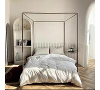 Double Canopy Bed Frame Platform， Four-Poster Mosquito Net Canopy Frame Multicolor Multiple Sizes(Wood Grain,King)