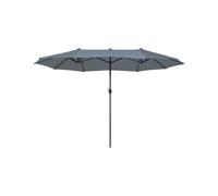 Double Canopy Garden Parasol 2.7 x 4.6 m Dark Grey SIBILLA
