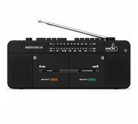 Double Cassette Deck Recorder with FM Radio, MP3/USB/TF Card Playback & One-Touch Recording - Vintage Audio Player for Music Lovers