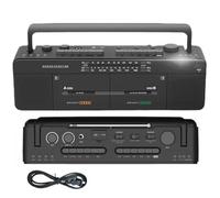 Double Cassette Player Recorder with AM/FM/SW/WM Radio, MP3 and USB Support, One-Click Recording, Classic Retro Design for Music and Audio Enthusiasts