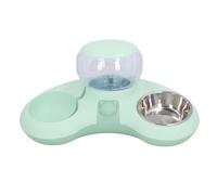 Double Cat Bowls Pet Food Water Bowl Set Tilted Raised Cat Bowls 1.4L Automatic Water Dispenser Cats Small Dogs (Verde)