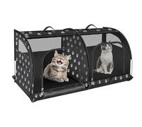 Double Cat Car Travel Carrier, Twin Compartment Show House Cat Cage/Condo，Portable Pet Crate for 2 Cats Travel Double Dog Crate Set for Long Distance Travel