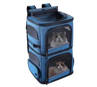 Double Cat Carrier for 2 Cats,Dog Backpack Carrier for Medium Dogs,Double Compartment Pet Carrier Backpack for Dual Pets,for Outdoor Traveling/Stroll and Picnic (Blue)