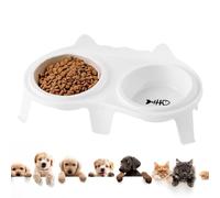Double Cat Food Bowls - Raised Cat Food Station, Non-skid Base, Tilted Design for Easy Eating | Pet Food Water Bowls, BPA , Durable Easy to Clean, Raised Cat Bowl