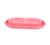 Double Cat Food Water Bowls, Plastic Ants Proof Double Feeder Water Dispenser Bowls for Kittens Cats Small Medium Dogs Puppy Uses Pink