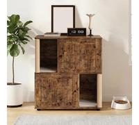 Double Cat Litter Box Enclosure for Multiple Cats, 2-Tier Hidden Litter Box Cabinet Furniture with Scratch Posts, Large Capacity Odor Control Cat House, Easy Clean Modern Cat Furniture, x-Door Black