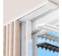 Double Ceiling ain Rail System Silent Roller Trac 2.6m White Aluminum ain Rods Perfect for Bedrooms and Living Rooms Inllat
