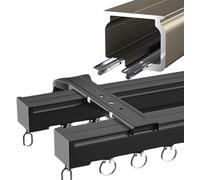 Double Ceiling Curtain Rod with Roller Hooks Room Divider & Shower Curtain Solution for Privacy and Space Management - Versatile Home Decor Essential