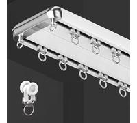 Double Ceiling Curtain Track (White) Ceiling Mount Room Divider Heavy-Duty Curtains Rails For Living Room Bedroom Hotel Study(White,1.8m/5.9ft)