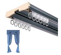 Double Ceiling Curtain Tracks - Adjustable 6.6ft, 8.2ft, 9.8ft Aluminum Sliding Rods for Privacy in Open Spaces - Ideal for Home and Office (Blue, 150cm/4.9ft)