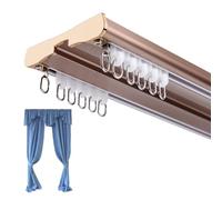 Double Ceiling Curtain Tracks - Adjustable 6.6ft, 8.2ft, 9.8ft Aluminum Sliding Rods for Room Privacy - Stylish Gold Drop Ceiling Rail for Open Spaces (210cm/6.9ft)