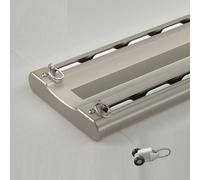 Double Ceiling Curtain Tracks - White Aluminum, Smooth Sliding, Custom Length, Modern Drapery Rods for Sheer & Gathered Curtains, 480cm (15.7ft) Long